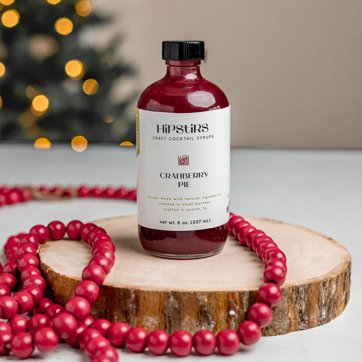 HipStirs Cranberry Syrup for Drinks - Our Cranberry Pie Syrup Uses Real Ingredients to make it the Perfect Winter Drink Mixer (8 Fl Oz) (Pack of 2)