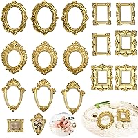 JuGeoZhi 15PCS Vintage Resin Mini Picture Frames - Antique Gold Oval Rectangle Square for Jewelry Display, Nail Art, Party Decor & Crafts