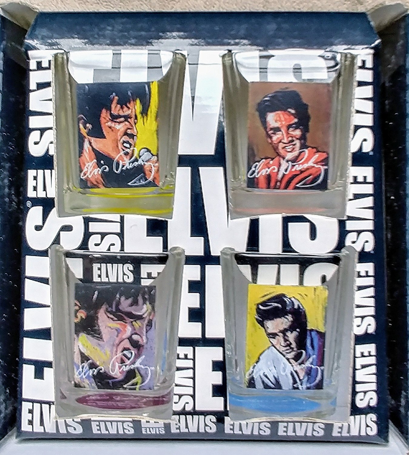 Amazon.com | Elvis Presley Set of 4 Shot Glasses with Different