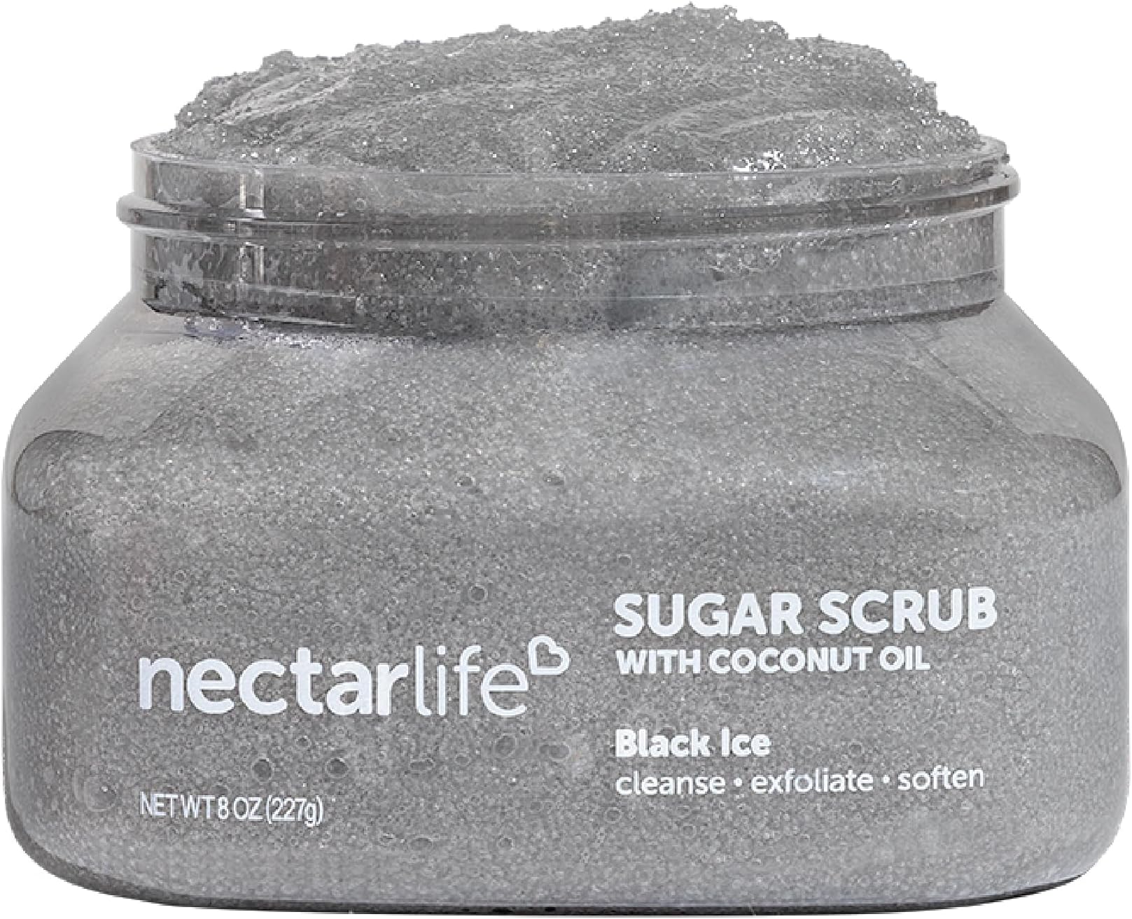 Nectar Life Exfoliating Sugar Scrub, Moisturizing Body Scrub with Coconut Oil & Shea Butter, Pre Shave Exfoliator (8 Ounce, Black Ice)