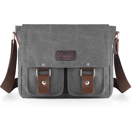 Storite Lightweight Canvas Sling Cross Body Travel Office Business Satchel Messenger One Side Shoulder Bag for Men & Women for Work & Office (30x25x9 cm)