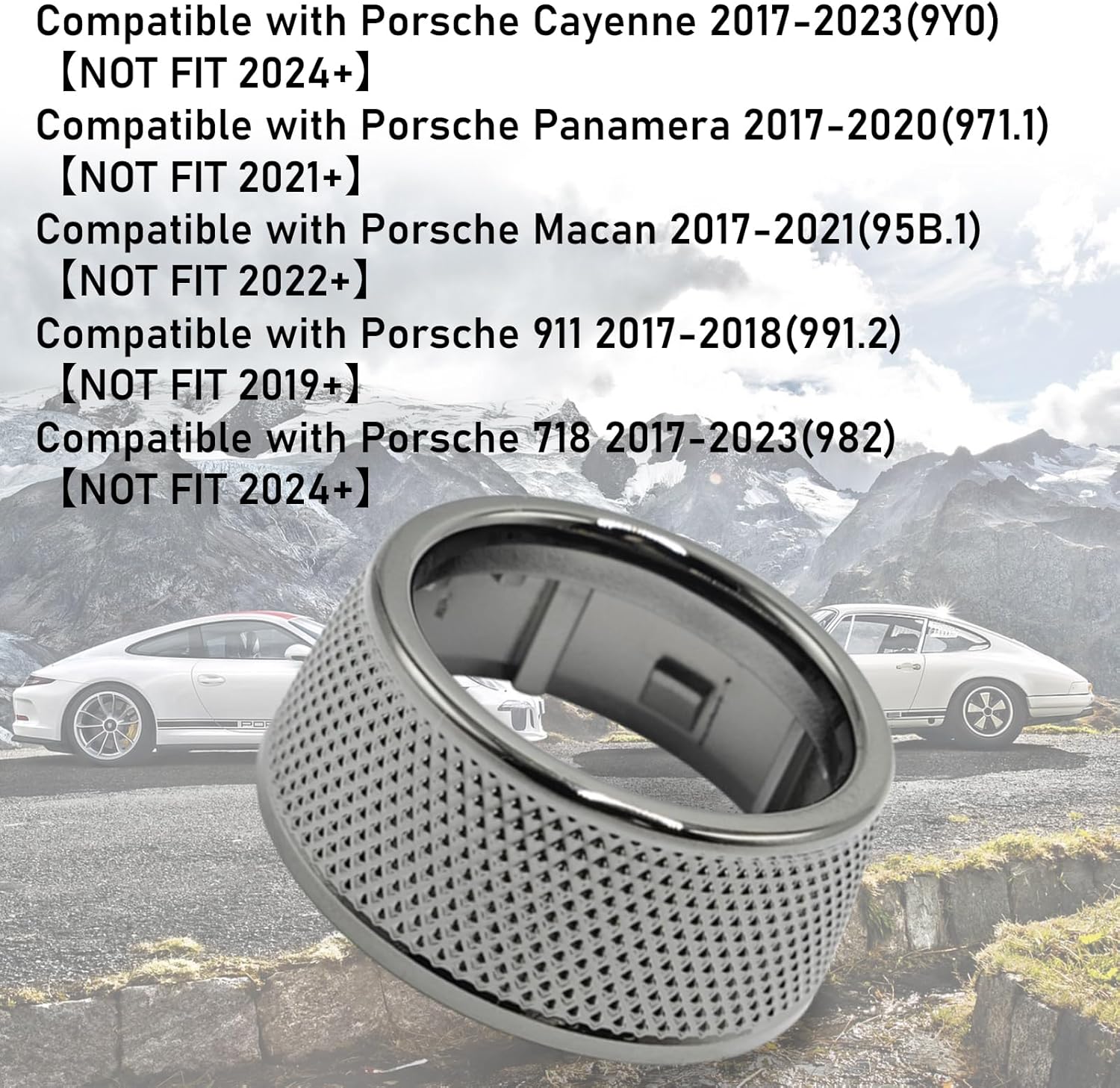 Jaronx Compatible with Porsche Steering Wheel Drive Mode Knob, Driving Mode Dial Cover Compatible with Cayenne 2017-2023,Panamera 2017-2020,Macan 2017-2021,911 2017-2018,718 2017-2023(Gunmetal Finish)