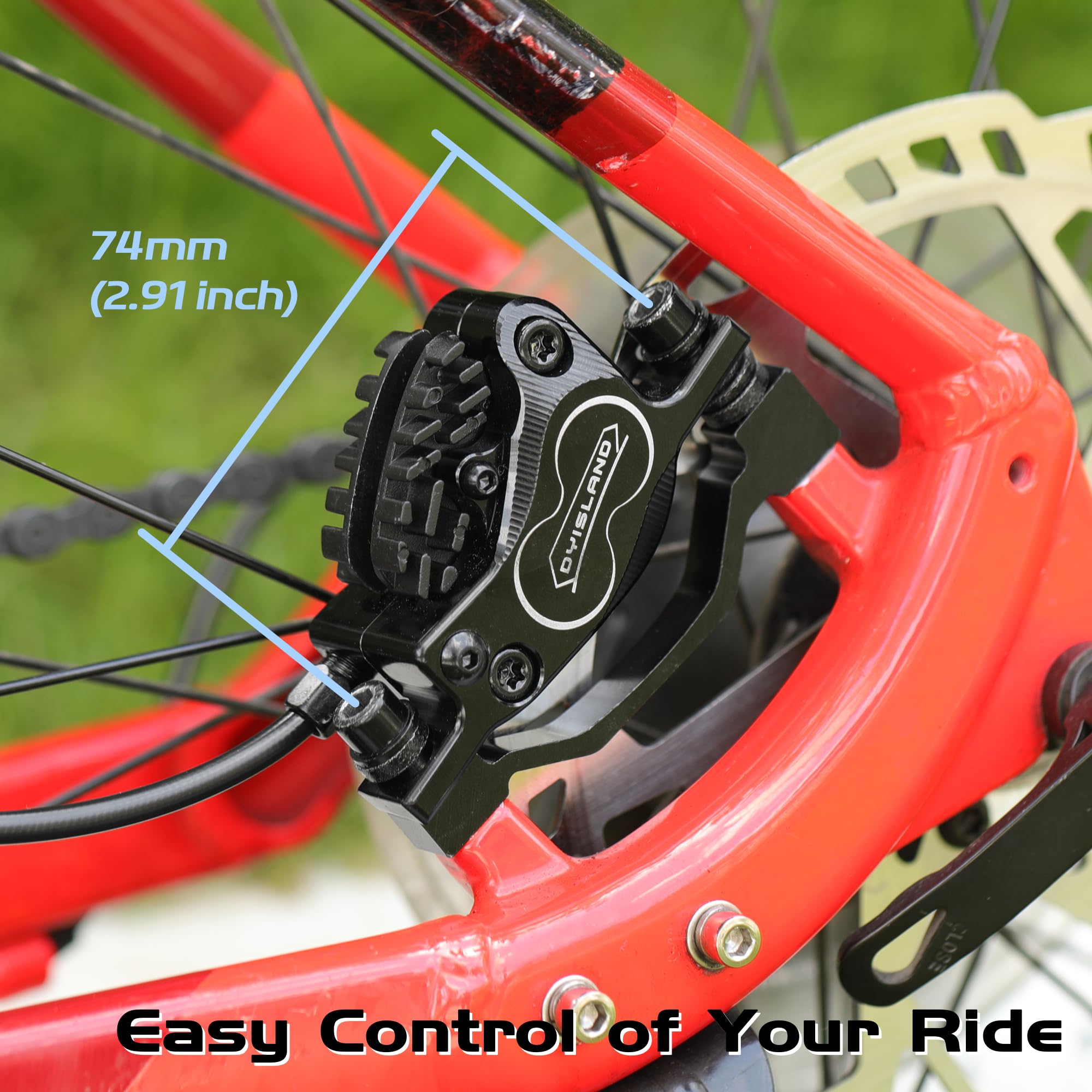 DYISLAND SD-230X MTB Hydraulic Disc Brake Set 4-Pistons/2-Pistons,Aluminum Front and Rear Two-Finger Brake Levers,Brake Kit for Mountain Bike/Fat Bike/Folding Bike (Black/4-Pistons) - Image 4