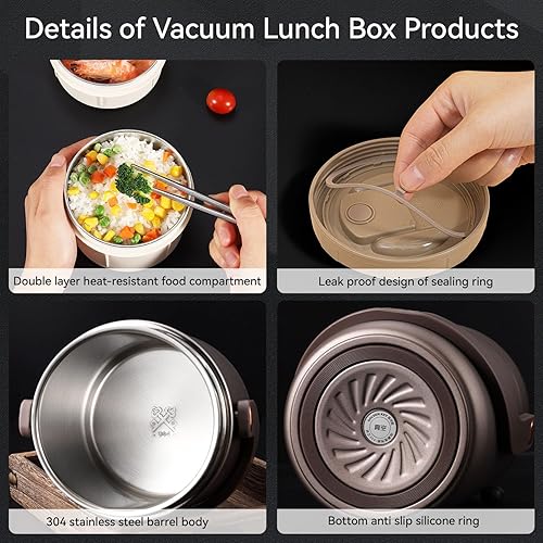 Miniatura 3 de GOLDEN KEY Termo de 77 onzas para comida caliente, Termos para Comida Caliente para adultos, termo apilable para alimentos calientes con 3