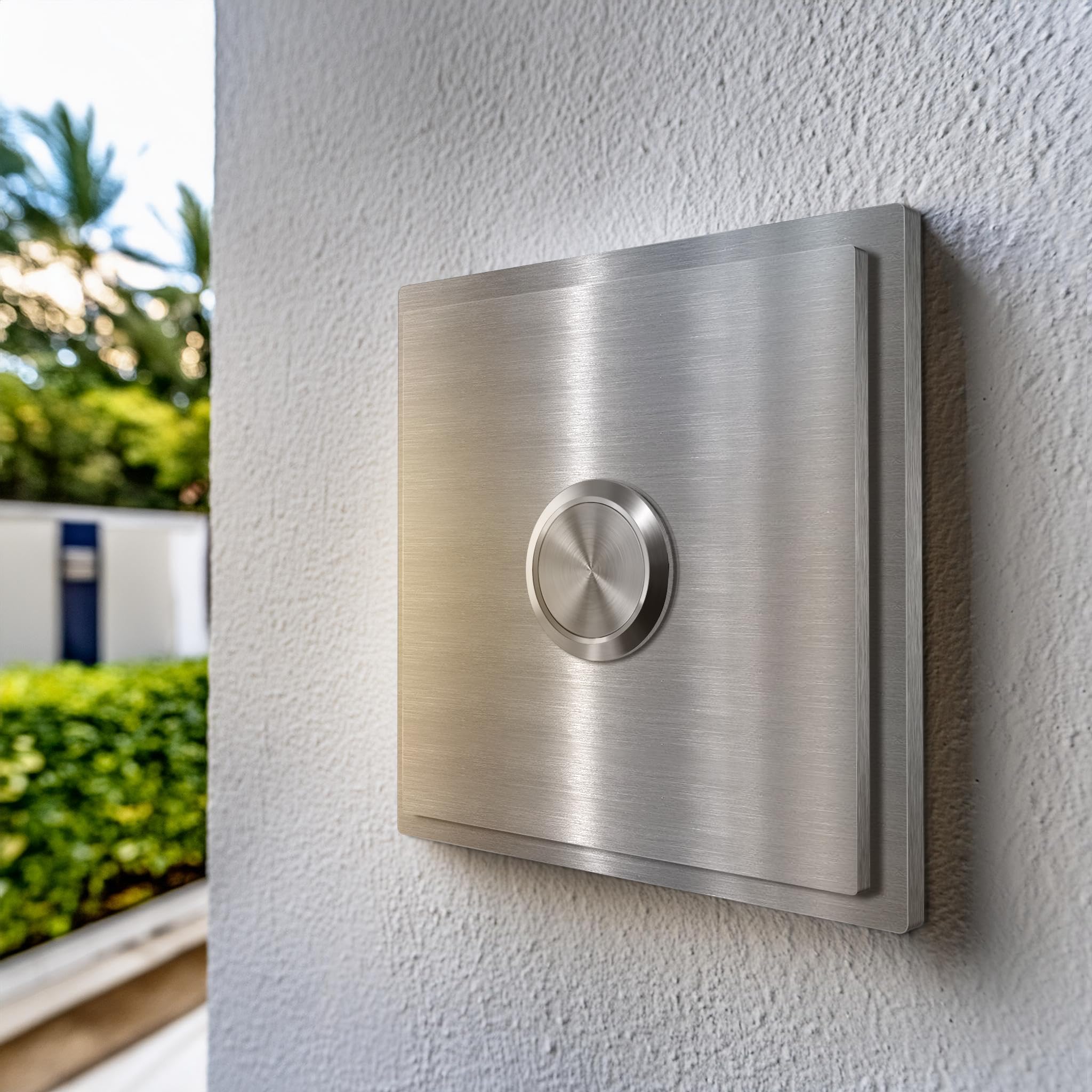Metzler-Trade campanello acciaio inox 80x80 mm da parete incasso pulsante LED opzionale IP67 design moderno personalizzabile incisione laser resistente intemperie installazione semplice lunga durata