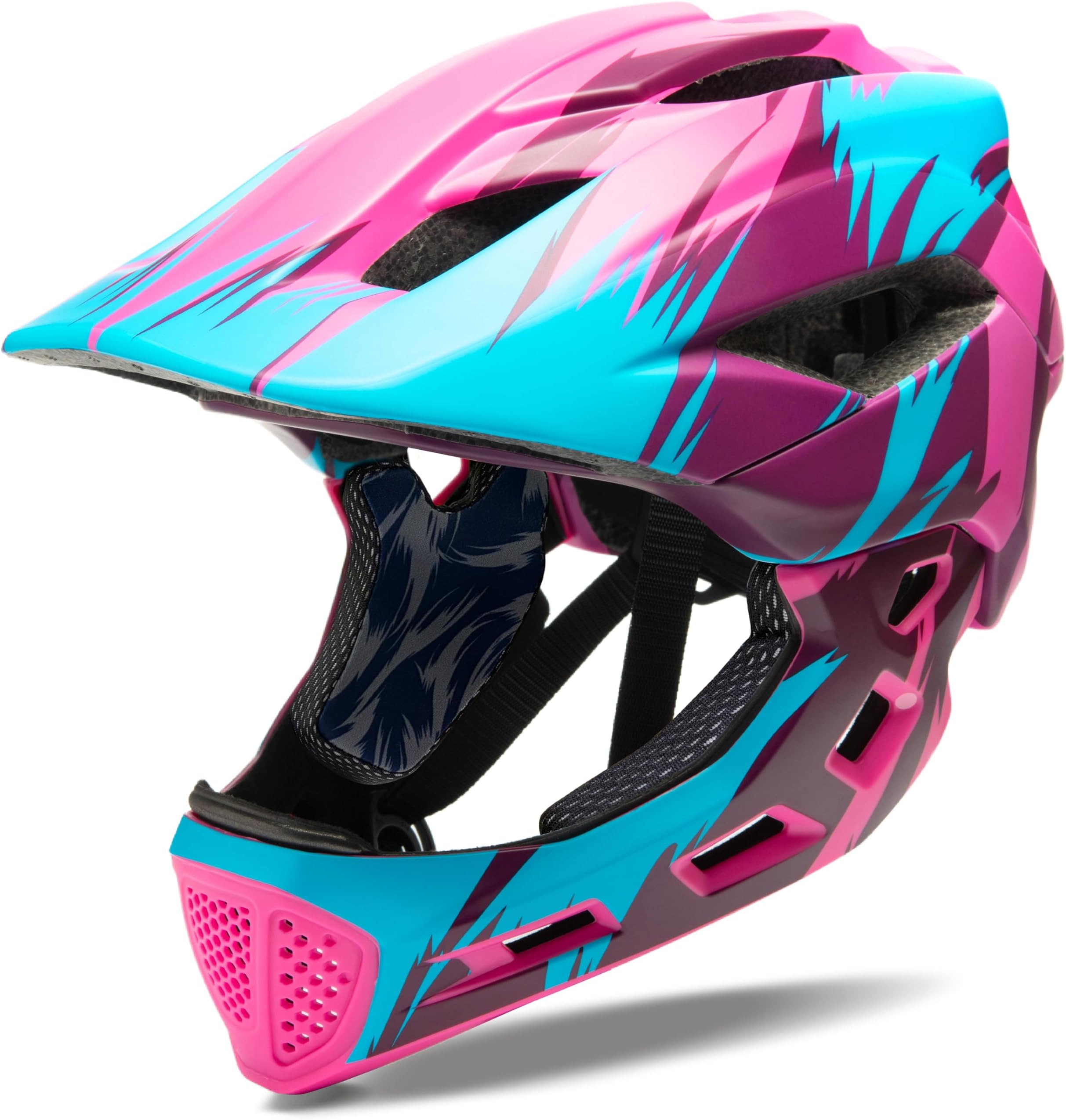 Toddler and Kids Full Face Helmet, Girl and Boy Full Face Helmet BMX Multi-Sport Detachable Mountain Helmet