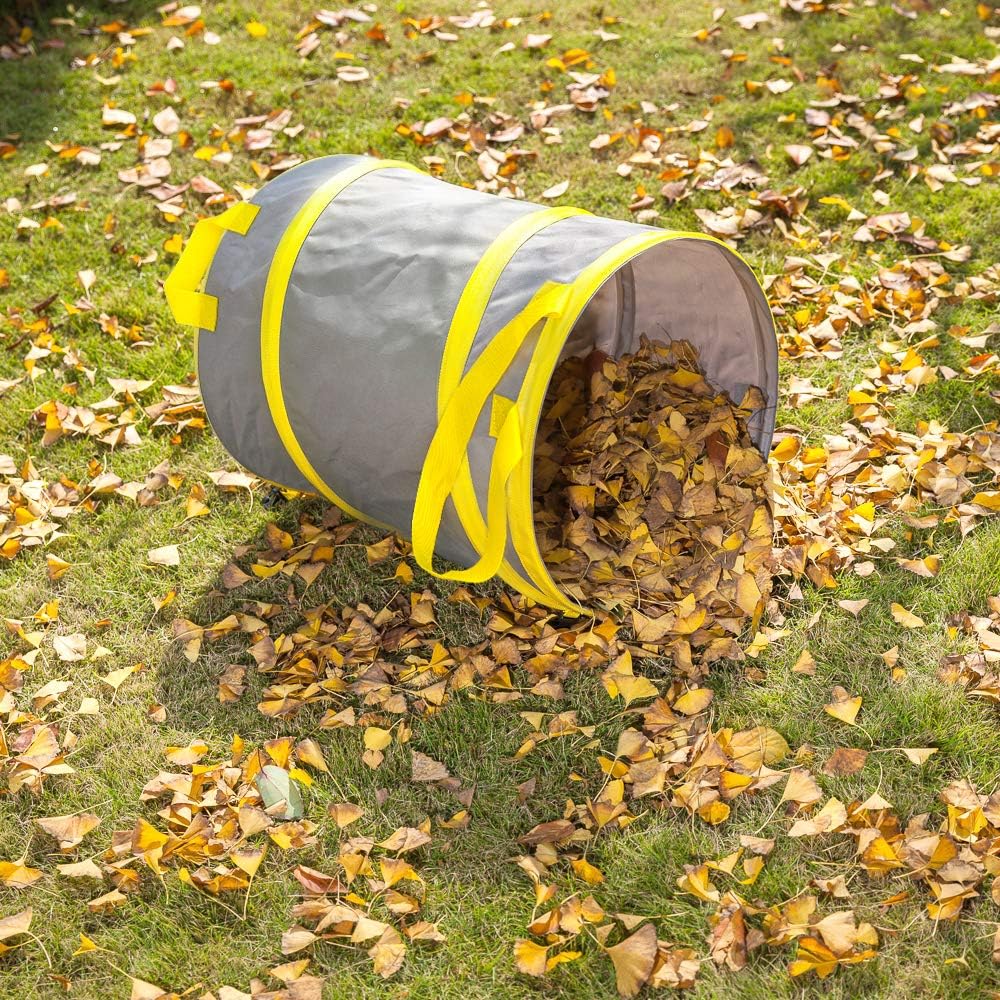 3 Pack 30 Gallon Collapsible Trash Can, Reusable Garden Leaf Bag, Pop-Up Portable Yard Waste Bags for Lawn Debris, Camping, Autumn Cleanup - Easy Storage & Carry