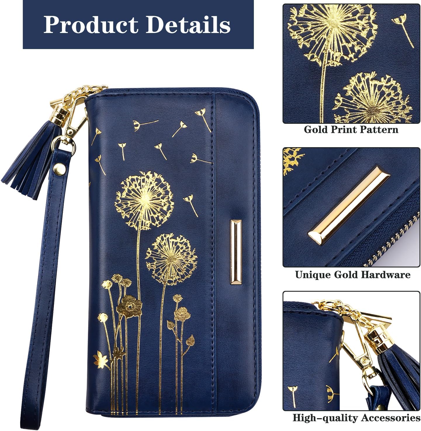 Coco Rossi Wallet for Women RFID Blocking Zipper Around Credit Card Holder