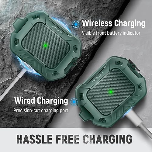Miniatura 4 de MOBOSI Funda para Airpods Pro 2, compatible con Funda para AirPods Pro de 21 generación con cerradura, llavero y kit de limpieza, carcasa rígida