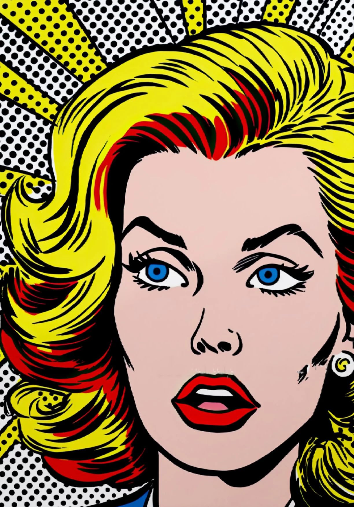 Orjdjz Wxkbl Roy Lichtenstein Comic Book Style Poster Portrait of woman Canvas Painting Pop Wall Art Roy Lichtenstein Prints for Home Decor 40x55cm Frameless