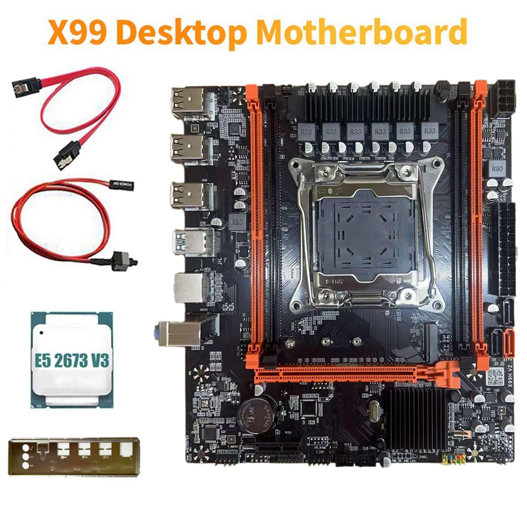 Płyta główna do komputerów stacjonarnych X99H + E5 2673 V3 CPU B85 LGA2011-3 4X DDR4 REG ECC RAM Sloty M.2 PCIE SATA3.0 X99 Płyta główna do gier