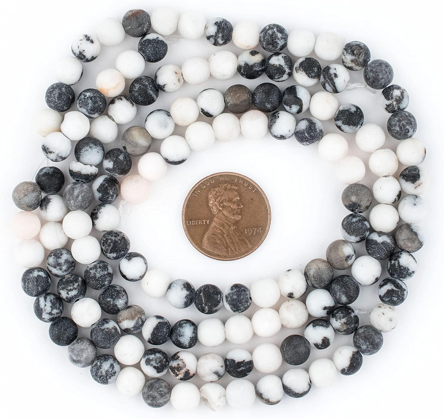 The Bead Chest Round Matte Zebra Jasper Beads (6mm): Organic Gemstone Round Spherical Energy Stone Healing Power Crystal for Jewelry Bracelet Mala Necklace Making