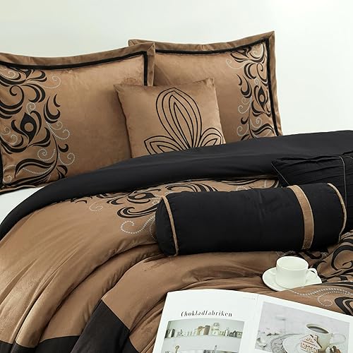 Miniatura 3 de Stratford Park Juego de edredón clásico de 7 piezas, tamaño Queen, color marrón