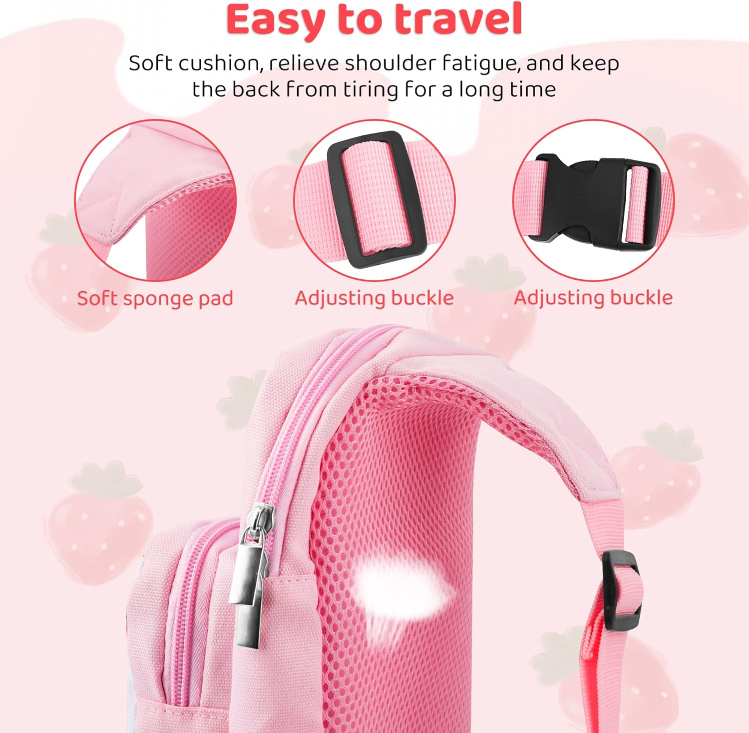 FUNDIARY Pink Carrying Travel Bag for Switch 2/Switch/OLED/Lite with Strawberry Design, Portable Accessories Bundle with Sling Shoulder Bag Crossbody Backpack, 12 Slots Game Card Case and 2 Thumb Caps