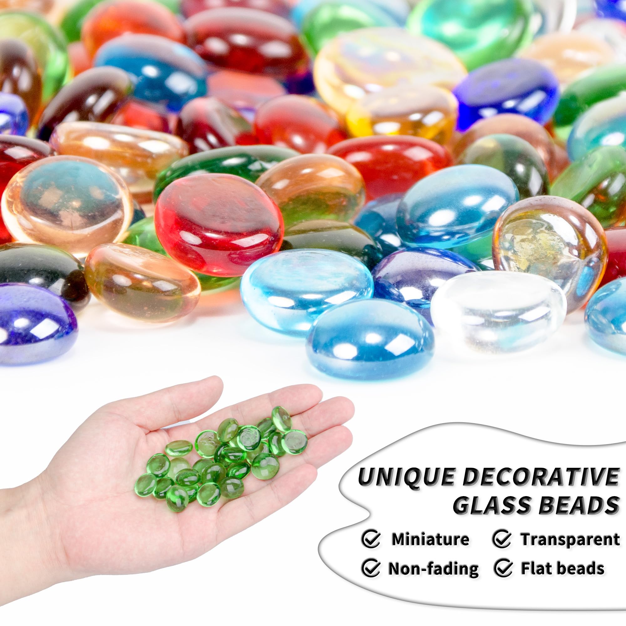 1 LB Green Flat Glass Beads, 160-180PCS Small Glass Marbles - Image 3