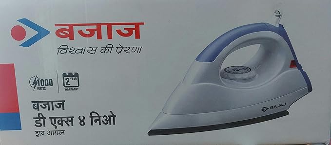 Bajaj Plastic 440303 1000-Watt Dry Iron (White), 1000 Watts