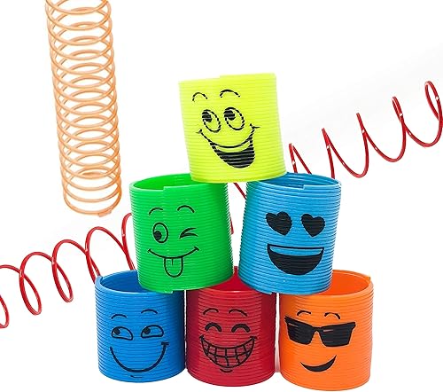 Miniatura 5 de Juguete mágico de primavera de 50 piezas de Emoji a granel - Mini bobina mágica para fiestas con sonrisas tontas - Surtidos de colores sonrientes -