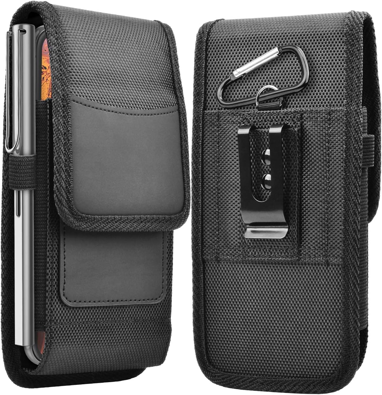 Cell Phone Holster, 1 Pcs Nylon Cell Phone Belt Clip Holster Carrying Pouch Card Holder, Mobile Phone Belt Pouch Fits for Samsung Galaxy S22 Ultra / S23 Plus/iPhone