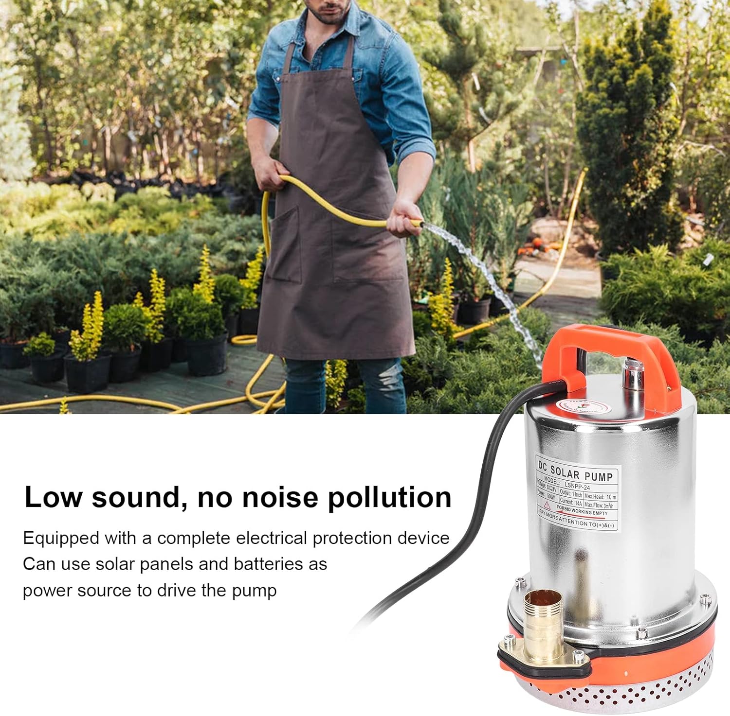 Solar Submersible - DC 24V Stainless Steel Automatic Pumping Water Transfer Pump Well Booster Pump for Swimming Pools Pond Hot Tubs Waterfalls Mining Drainage