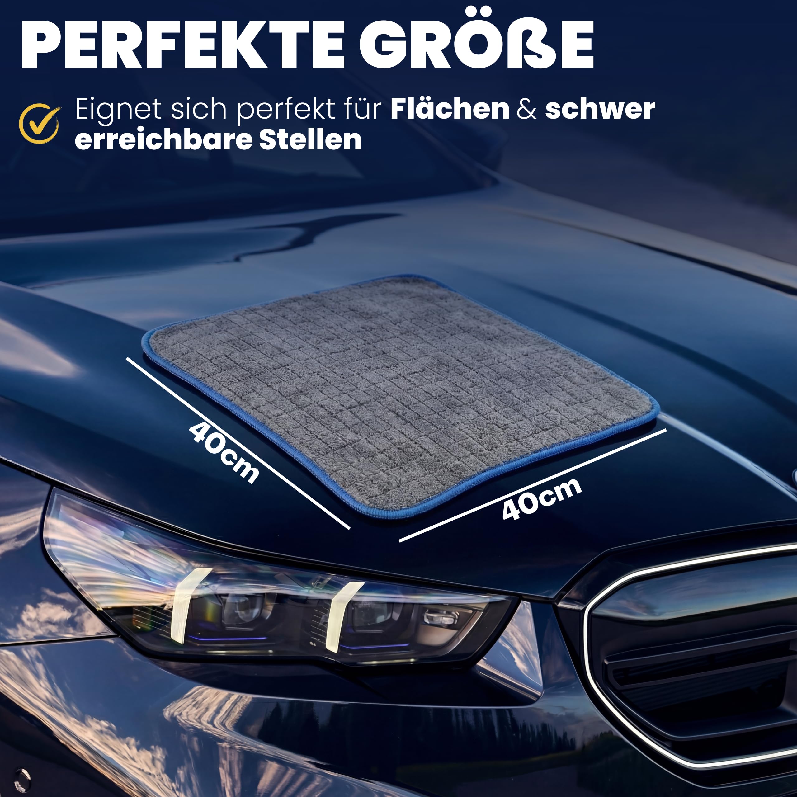 24X Lackschonende Mikrofasertücher 380 GSM, super Saugstark, Poliertücher, fusselfreie Microfasertücher für die Autopflege, Microfasertuch Auto und Motorrad, 40cm x 40cm