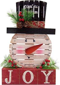 Wooden Snowman Countdown to Christmas, Standing Advent Calendar, Indoor Holiday Decoration, 14 Inches