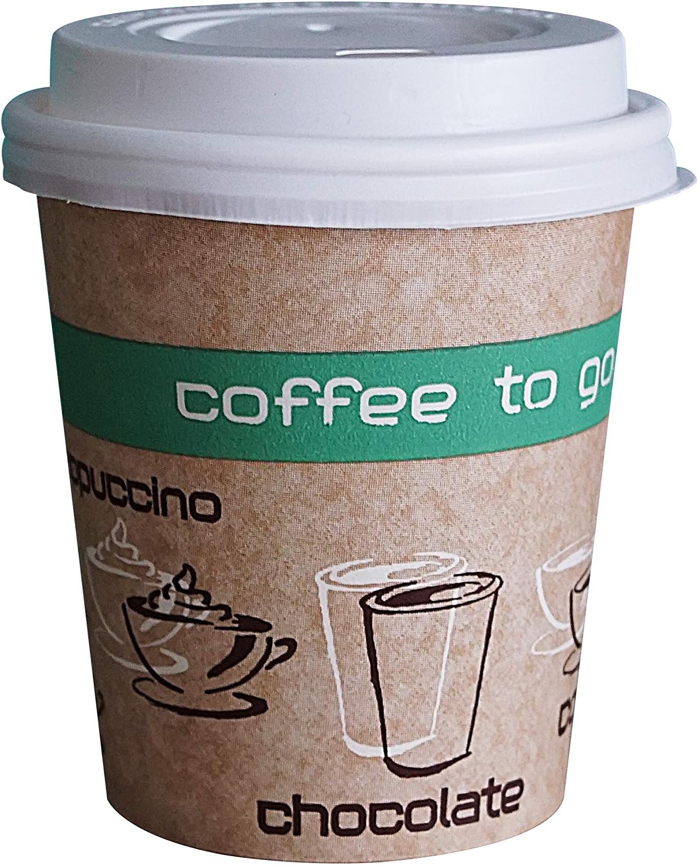 Coffee to Go High Quality Paper Cups with Matching Lids 200 ml, Pack of 50