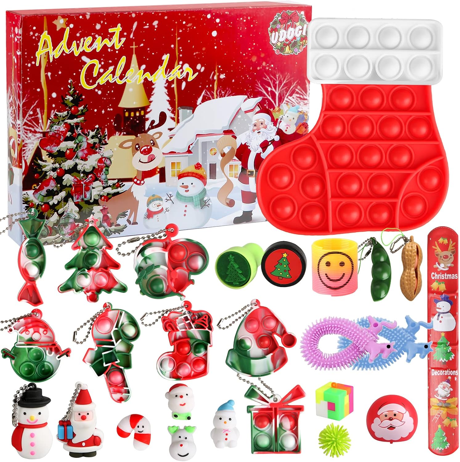 Advent Calendar 2022 - Fidget Toys Bulk - 24 Days Christmas Holiday Countdown Advent Calendars with 24pcs Surprises of Stress Relief Sensory Toys, Great Christmas Gift for Boys Girls Party Favor