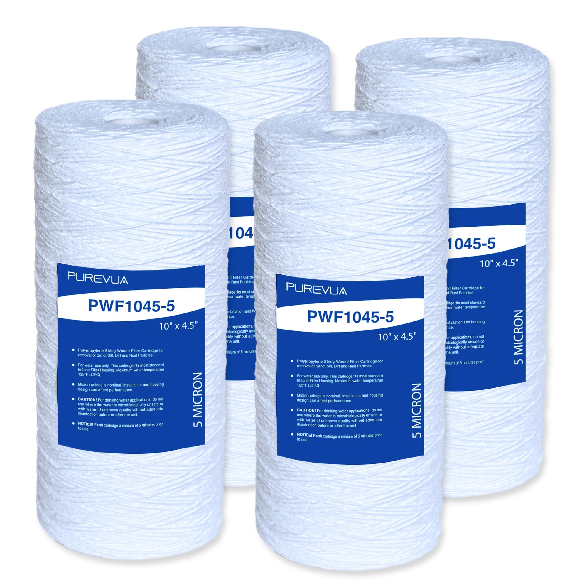 Filtro de sedimentos de cuerda de 5 micrones de 10 x 4.5 pulgadas, cartucho de filtro de agua para toda la casa para agua de pozo, compatible con WP5BB97P, RS22, SWC-45-1005, se adapta a