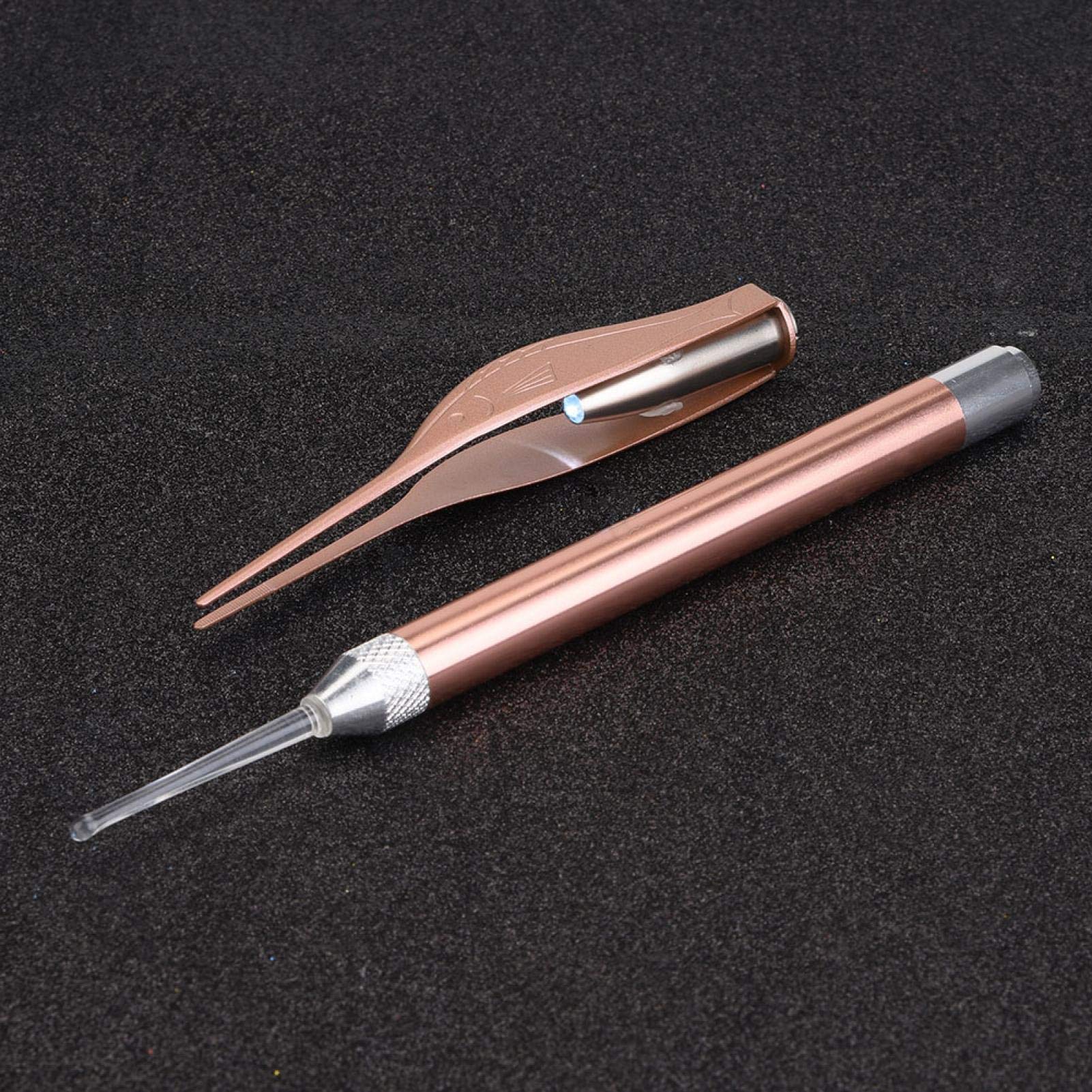Bambino Cerume Rimozione Impostato Acciaio Inossidabile Luminoso Tweezer Earpick Sicuro Morbido Orecchio Scegliere Cera Addetto Pulizie Scatola per Bambino Pulizia Dell'orecchio(Rose Golden)