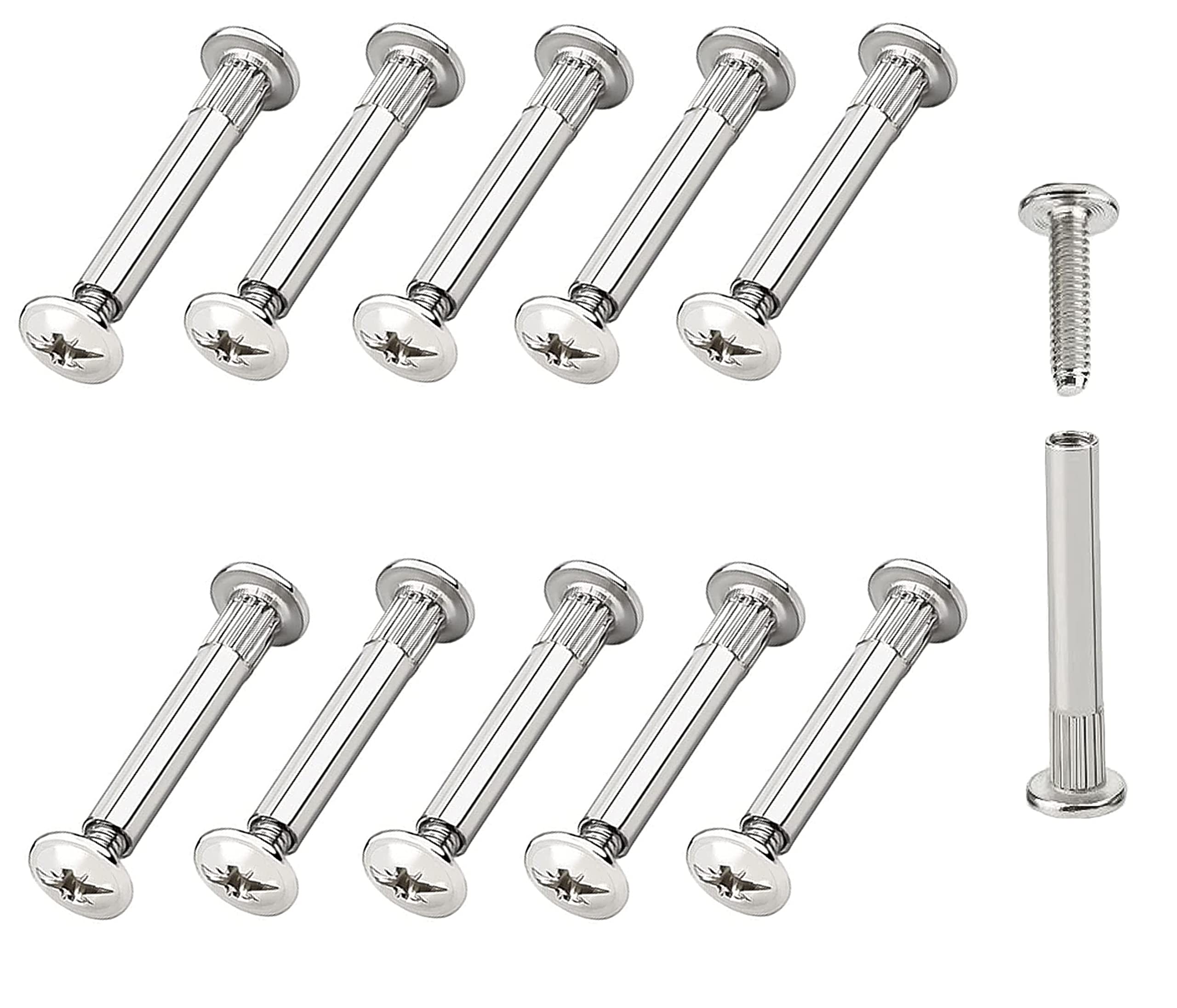 TERF® M6 (6mm) Furniture Connecting Inter Screw Bolt Size Male 14mm and Sleeve Size Female 29mm Adjustable Length Fixing Male to Female Sleeves (26mm to 35mm) Screws Bolts Nuts