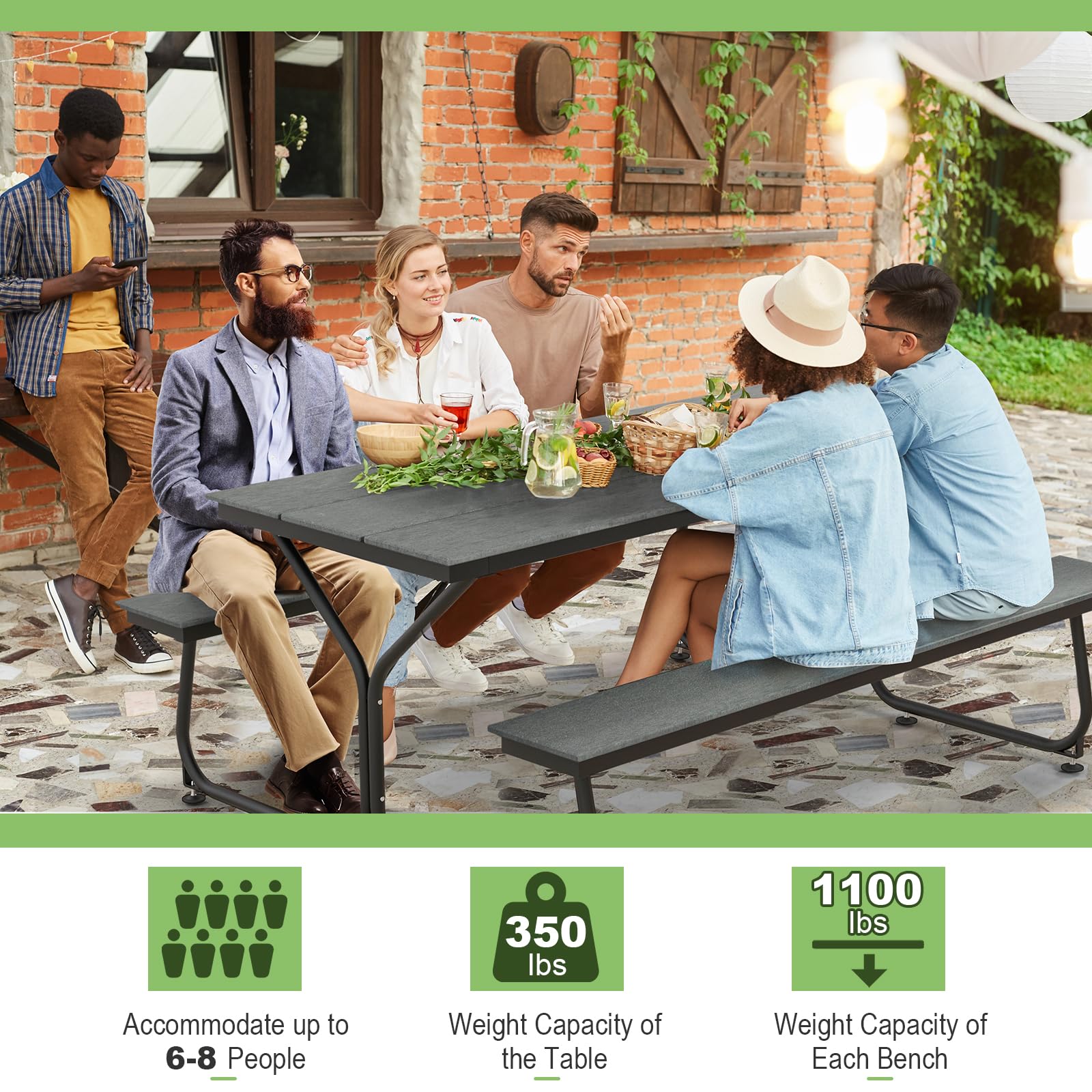 Folding Table Tangkula Folding Picnic Table With Benches