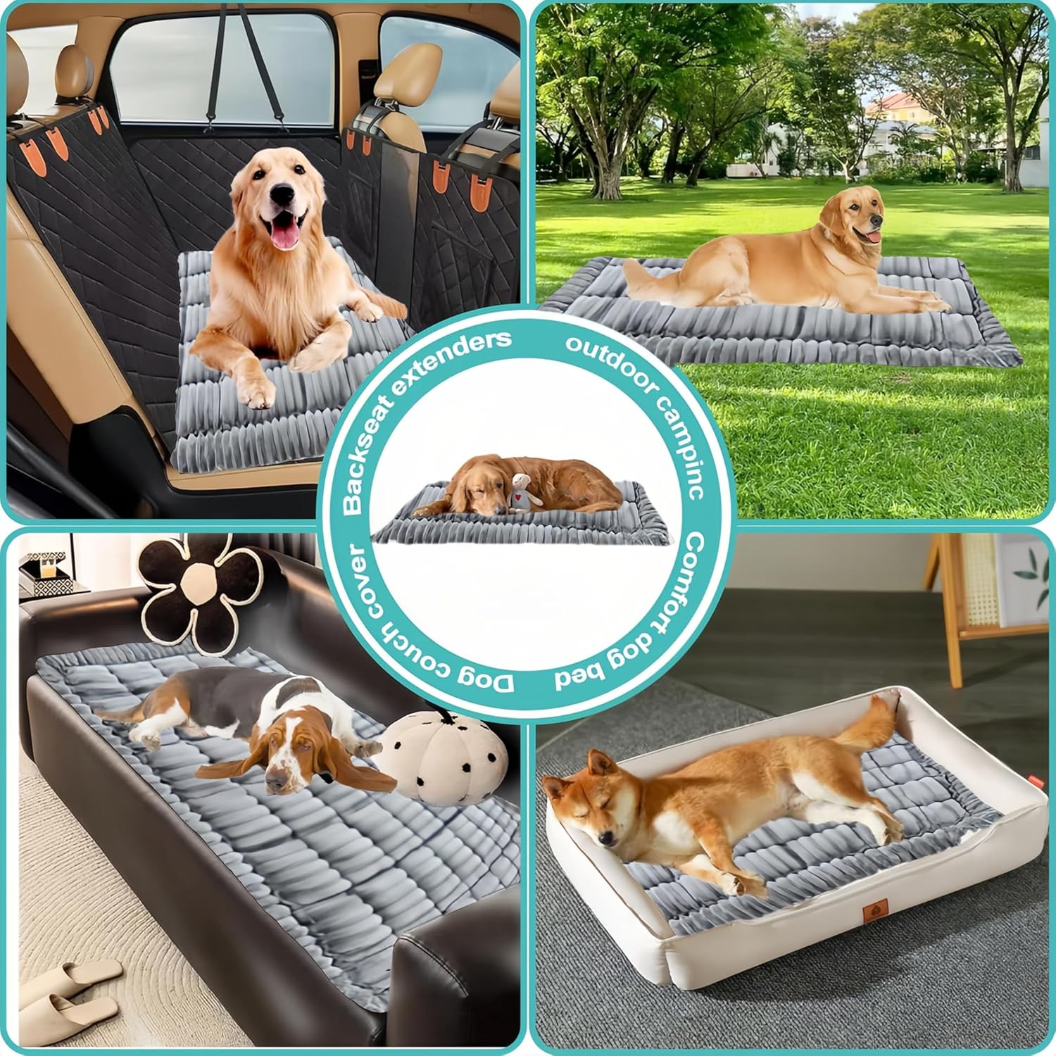 Backseat Pet Bed Mat, Dog Bed for Car Back Seat, Soft & Fuzzy Dog Seat Covers, Non-Slip Travel Pet Mat, Fit for Backseat Extenders and Trucks SUVs(Gray, 60 * 137cm)