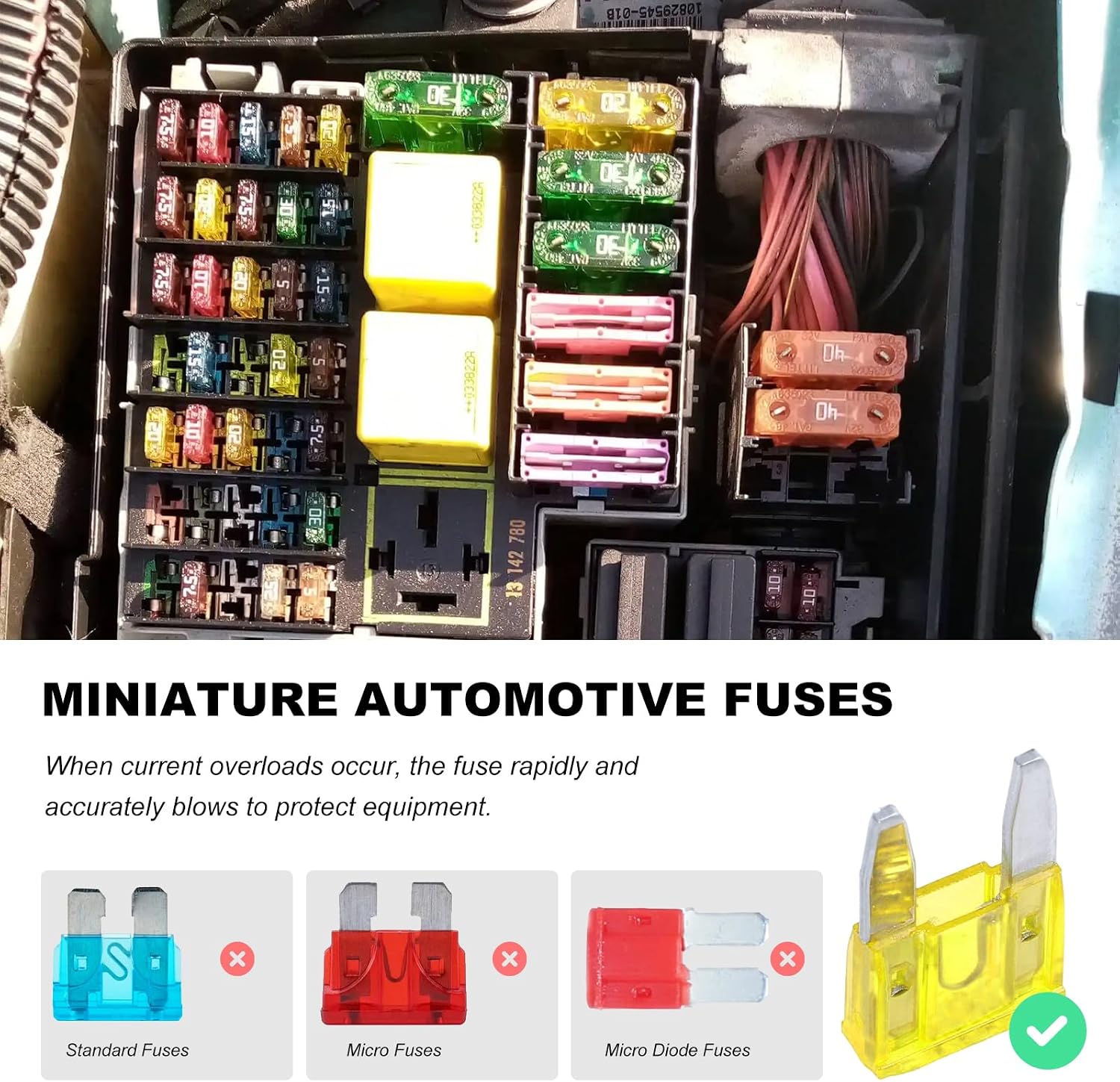 25 PCS 20 Amp Mini Car Fuses, 20A Automotive Blade Fuse Replacement, Auto Fuse Kit for Car RV Truck Motorcycle SUV Boat