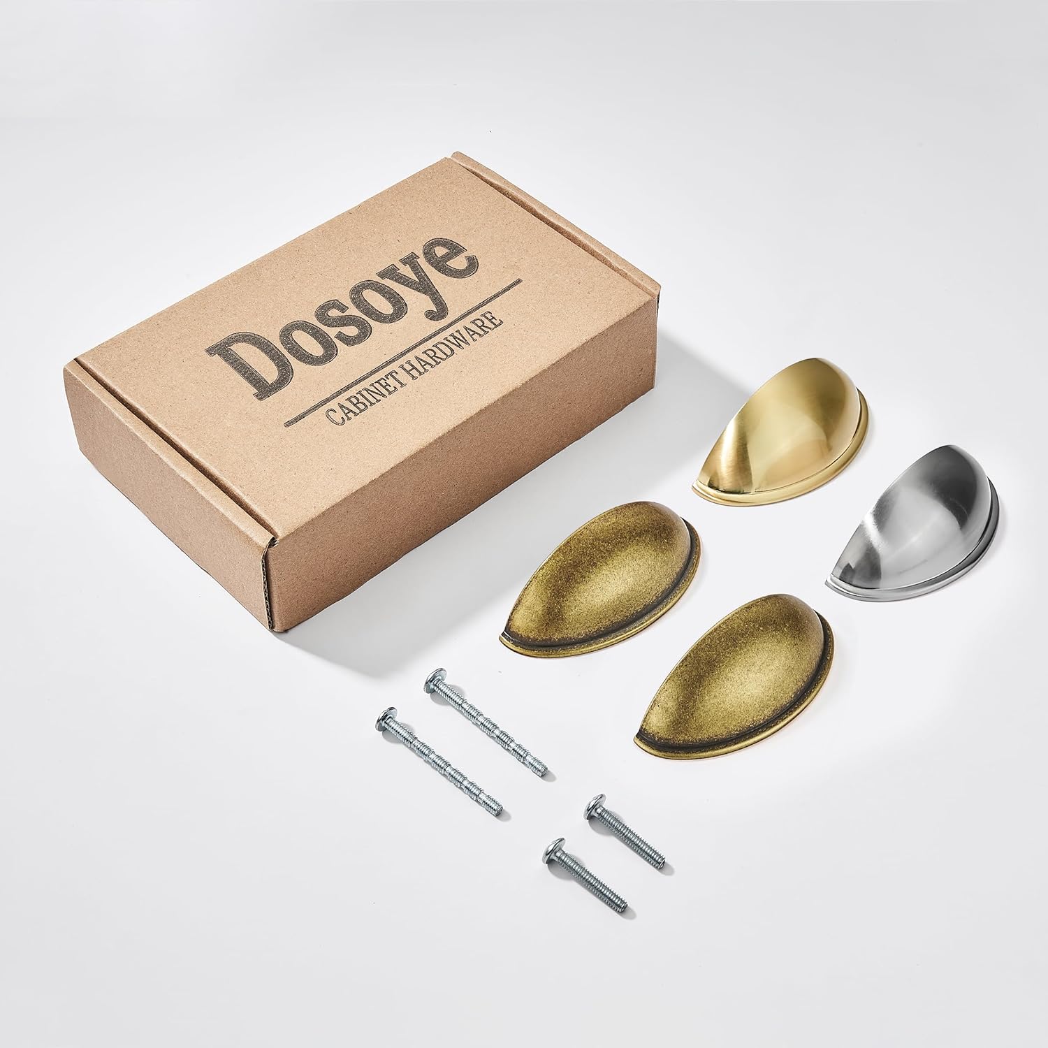 Dosye 5 Pack 2.5 inch Vintage Retro Antique Brass Zinc Alloy Cabinet Knobs Cabinet Cup Pulls Kitchen Hardware Cabinet Handles Drawer Handles Knobs
