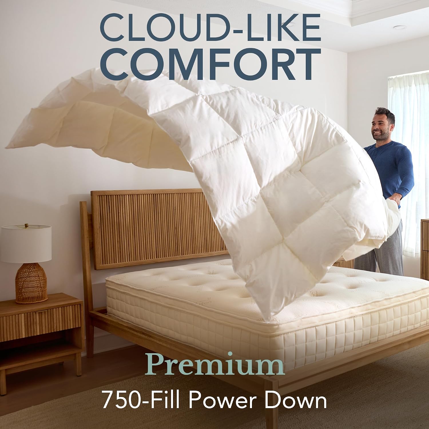 Naturepedic Down Duvet Insert - Twin/Twin XL Size Down Comforter - 750-Fill Power Luxury Duvet Insert with White 100% Organic Cotton Cover, Ethically Sourced Duck Feathers - All Season Down Comforter