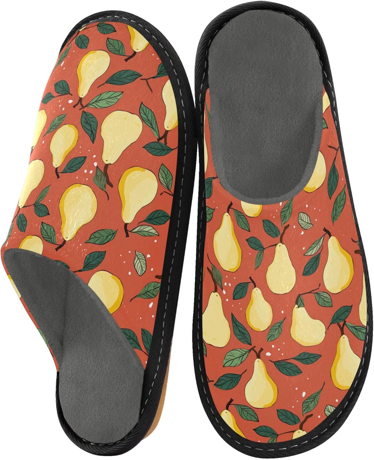 Pear Fruit House Slippers – Cozy Fuzzy Slippers for Guests, Washable & Disposable, Perfect for Shoeless Home, Spa & Hotel Use A112299