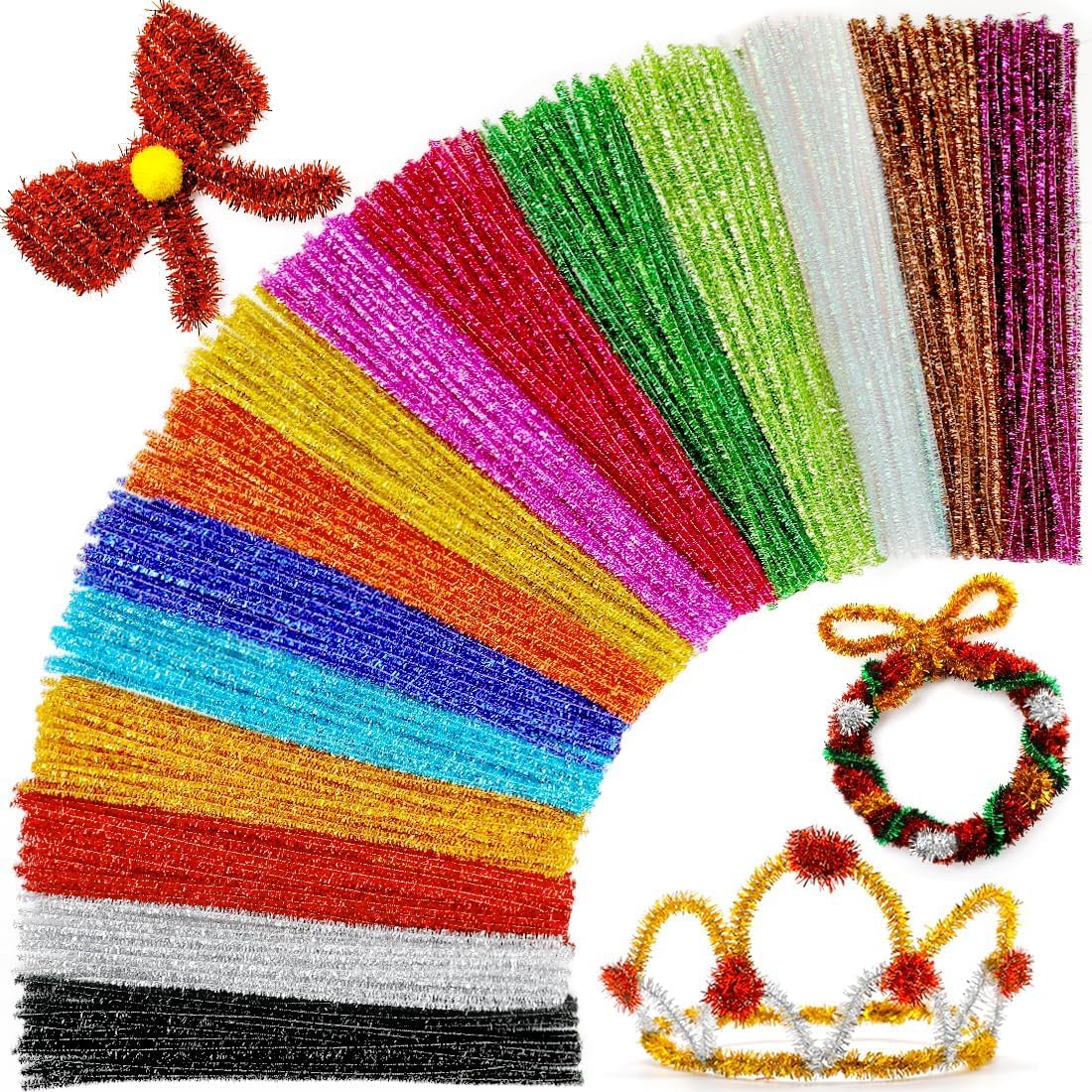 EliteKoopers Brown Glitter Tinsel Chenille Metallic Pipe Cleaners Pipe for DIY Craft Projects Wedding, Home, Party - Image 4