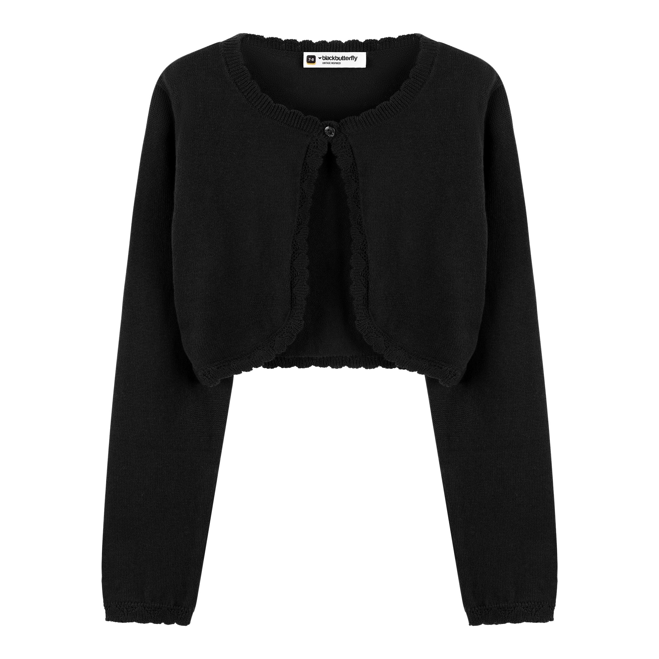 BlackButterfly Girls Long Sleeve Knitted Childrens Kids Bolero Shrug