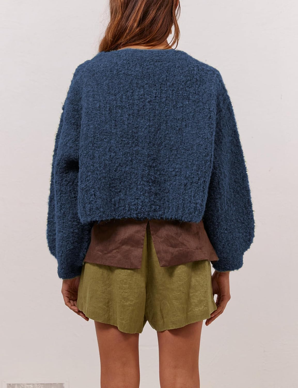 Lviefent Women Knit Cardigans Fluffy Casual Open Front Button Down Long Sleeve Cropped Sweater Jacket Outwear - Image 4