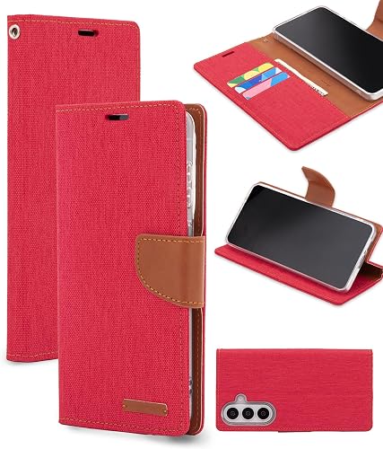 GOOSPERY Canvas Folio Wallet Case for Samsung Galaxy S26, Stylish Denim Fabric, 