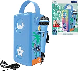 Lexibook IParty Enceinte karaoké Bluetooth iParty, sur roulettes avec Effets Lumineux et Prise Micro, Batterie Rechargeable, Noir/Argent, K8240