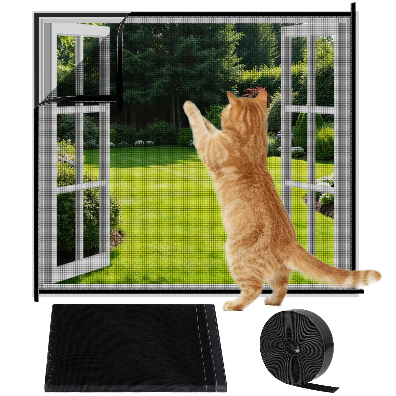 AOOWU Fly Screens For Windows, Window Netting for Insects, Window Screen Mesh, Insect Mesh Mosquito Bug Net, Window Insect Screen Fine Mesh, 100x130cm Pet Screen for Windows, Doors, Patio, Cat-Proof