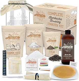 Kombucha Home Brewing Starter Kit | 5-Inch Large Scoby Kombucha Starter Kit | Complete Kit Includes What You Need w/ 16 oz...