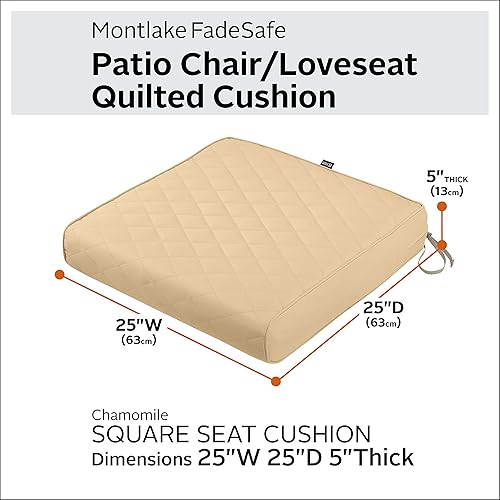 Miniatura 19 de Classic Accessories Montlake - Cojín de asiento acolchado cuadrado para exteriores, resistente al agua, 25 x 25 x 5 pulgadas, para muebles de patio