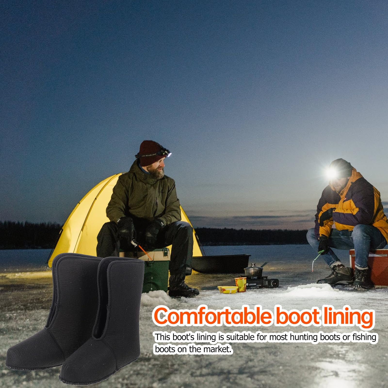 Warme Gefütterte Anglerstiefel mit Plüschfutter Leichtes und Gefrierverhinderndes Innenfutter für Jagd und Winter Schwarze Winterschuhe
