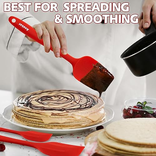 Miniatura 2 de Anaeat Juego de 5 espátulas de silicona  Diseño de una pieza sin costuras  Espátulas de goma antiadherentes sin BPA raspador de cocina flexible para