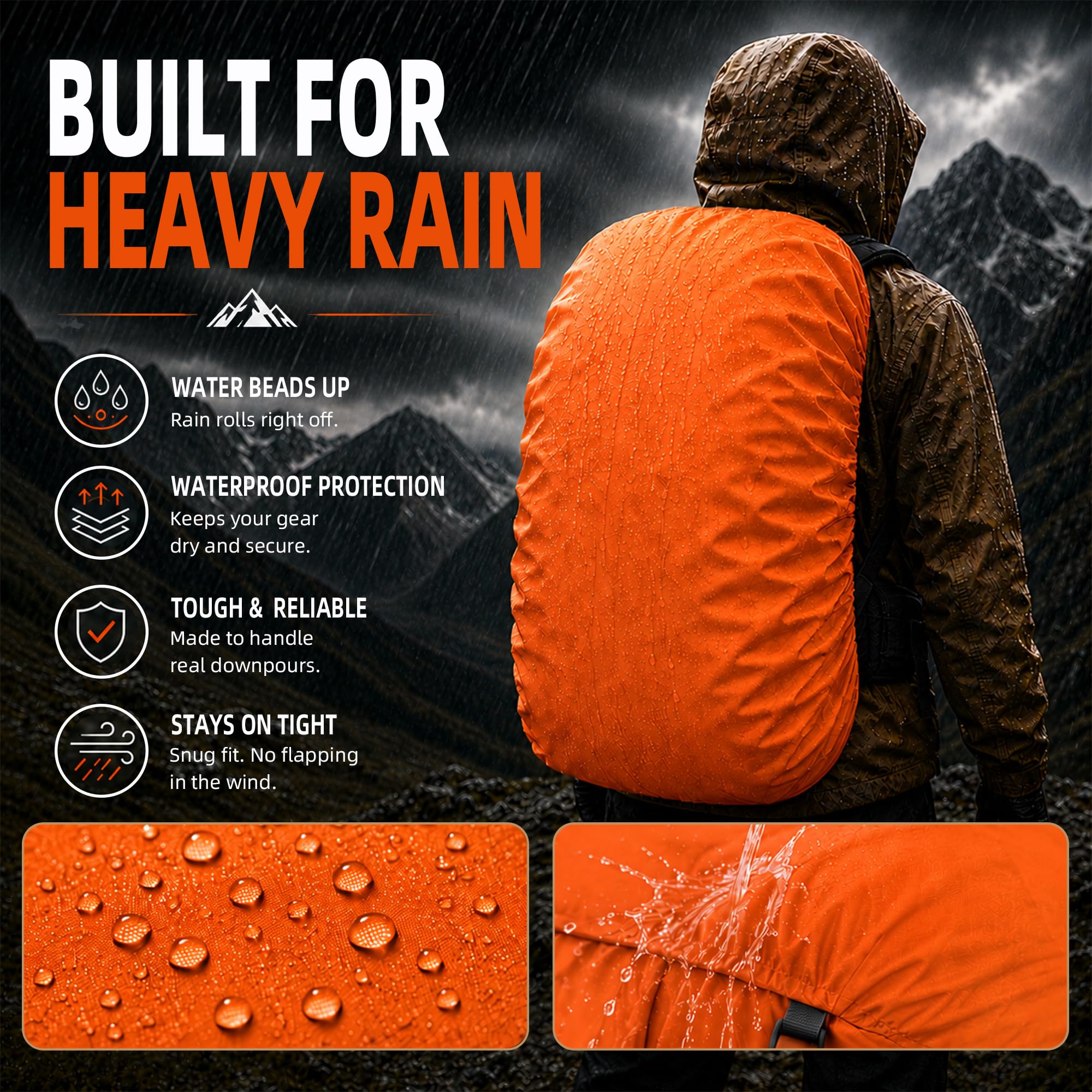 Frelaxy Mochila Impermeable para Lluvia, Triple Impermeable, Antideslizante, Correa de Hebilla Cruzada, Ultraligera, compacta, portátil, para Senderismo, Camping, Ciclismo, Viajes al Aire Libre