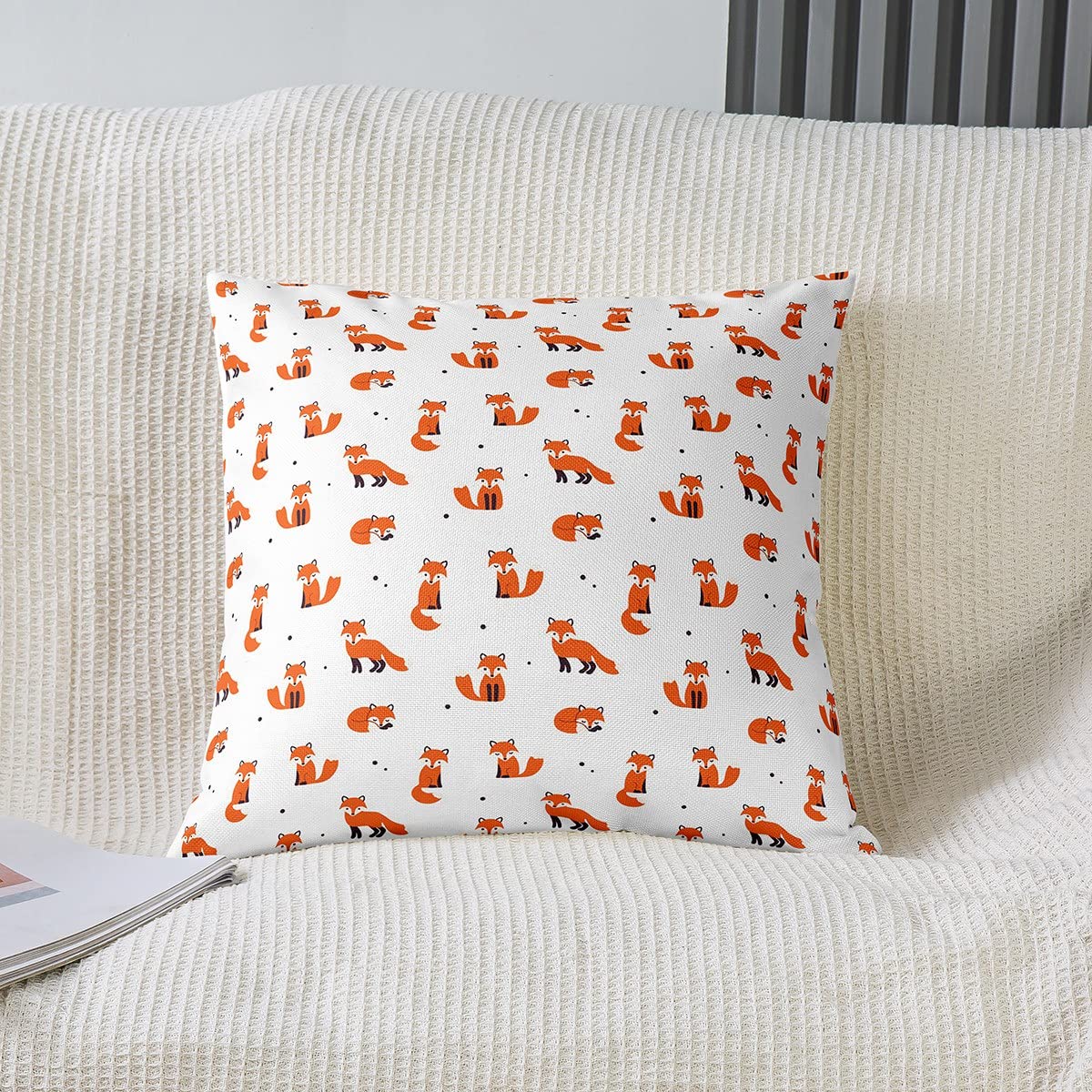 Federe Cuscini Volpe 40,6x40,6 Cm - Set Di 2, Design Rustico Con Animali Del Bosco Per Divano E Letto