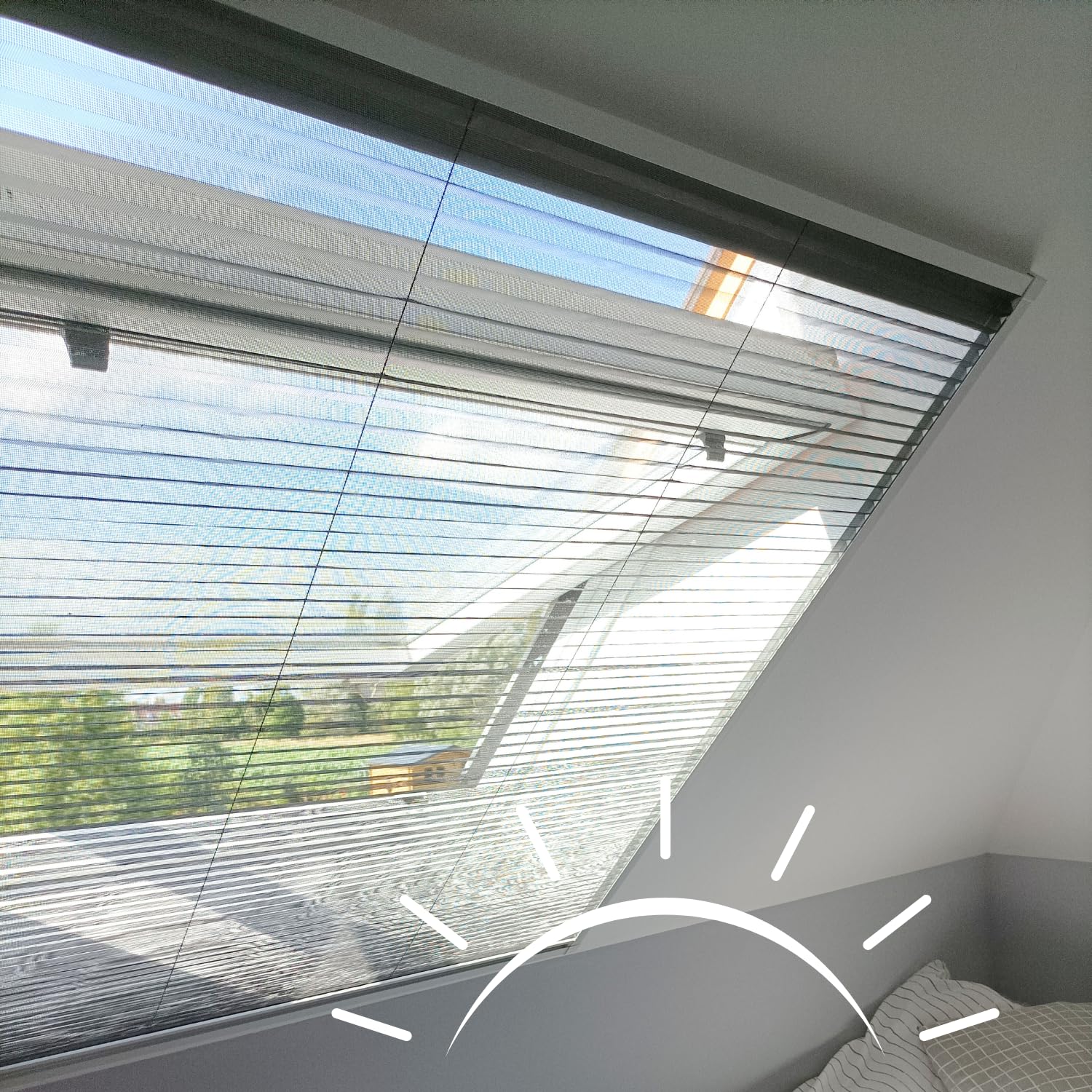 Avosdim Plissee-Insektenschutzgitter – B 120 x H 160 cm – für Dachfenster, in Höhe und Breite zuschneidbar