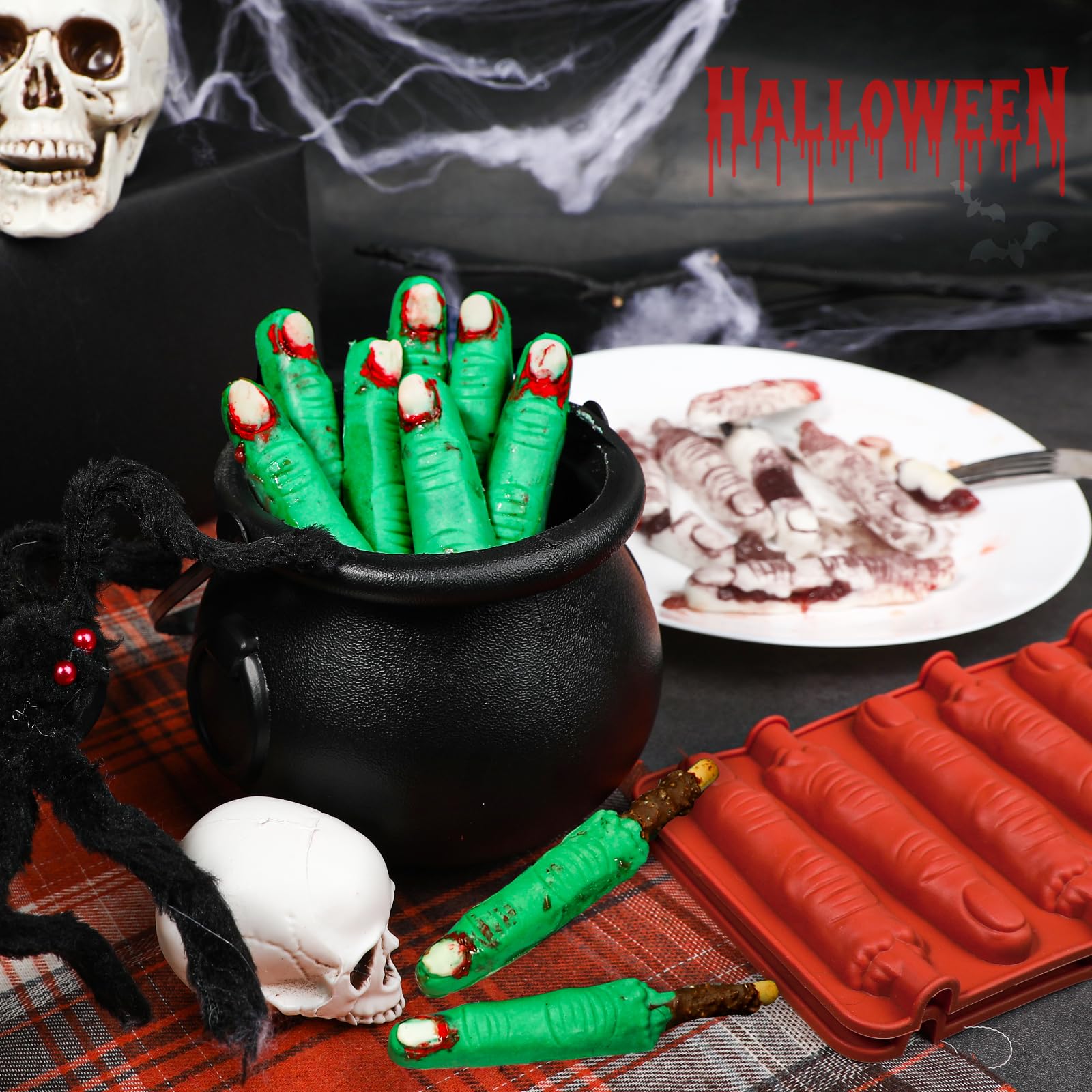 Webake Halloween Witch Finger Chocolate Mold, 6-Cavity Finger Pretzel Rod Molds for Chocolate, Pretzel, Cookie, Pack of 2 - Image 7